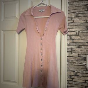 Monki Light Pink Ribbed Mini Dress